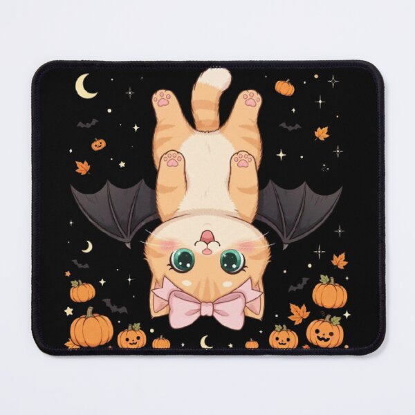 Item preview, Cute Halloween Bat Cat Upside Down Pumpkins Funny designed and sold by Moody Vibes Studio.