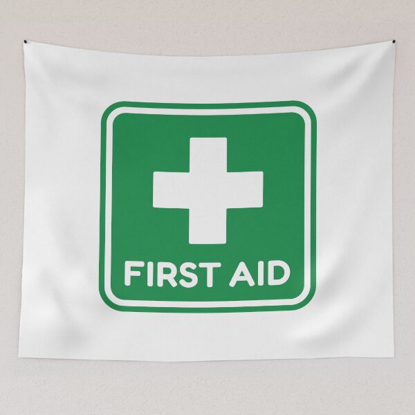 Item preview, First Aid Green Medical Cross Healthcare Safety Sign designed and sold by VectorForge Studio.