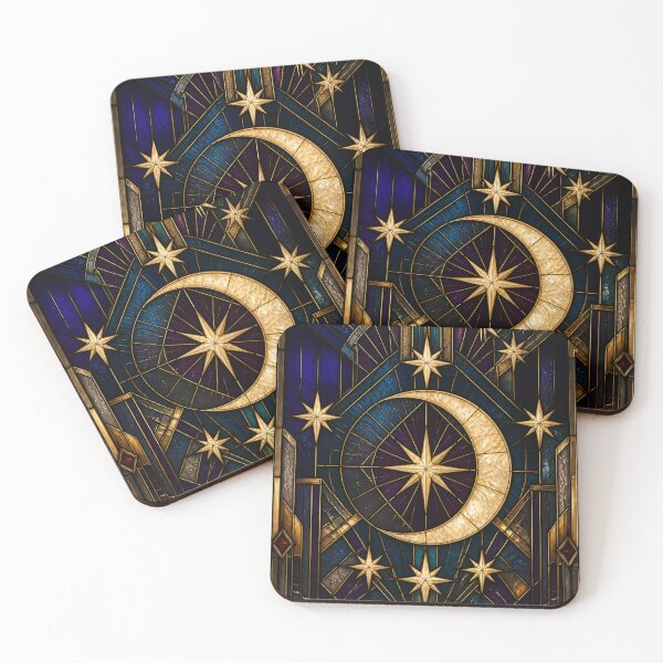 Item preview, Art Deco Celestial Moon Stained Glass designed and sold by PixelPanduh.
