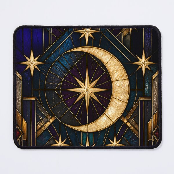 Item preview, Art Deco Celestial Moon Stained Glass designed and sold by MeanPanduh.
