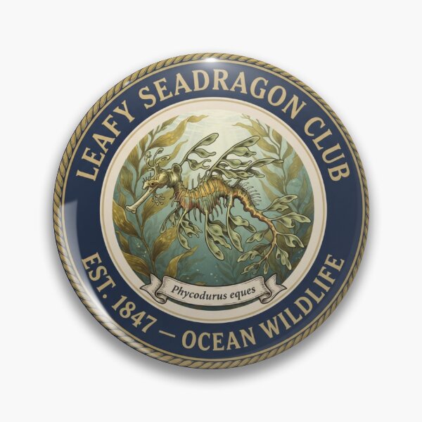 Item preview, Leafy Seadragon Club Vintage Badge Ocean Art designed and sold by CalmCapy Co.