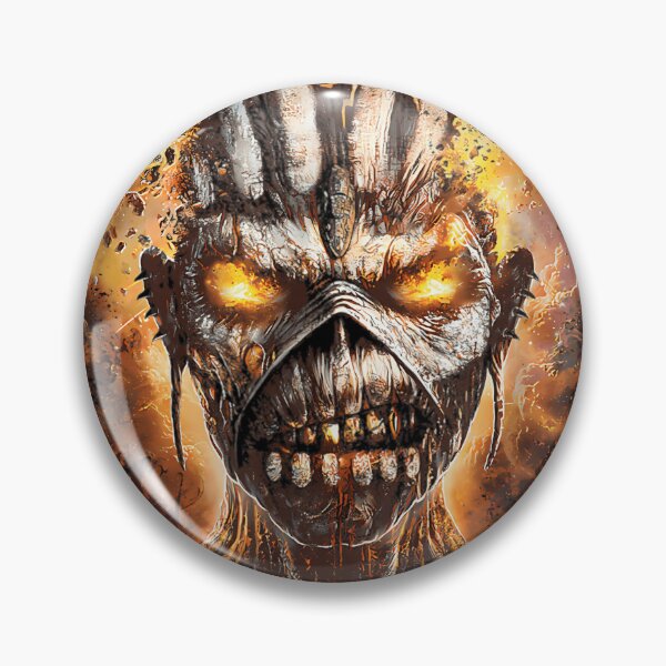 Item preview, Iron Maiden Exploding Eddie Head Heavy Metal Fire Splatter designed and sold by DarkPsyche.