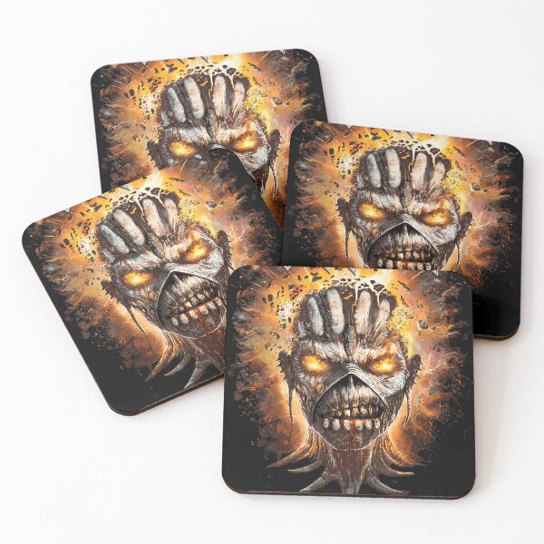 Item preview, Iron Maiden Exploding Eddie Head Heavy Metal Fire Splatter designed and sold by DarkPsyche.