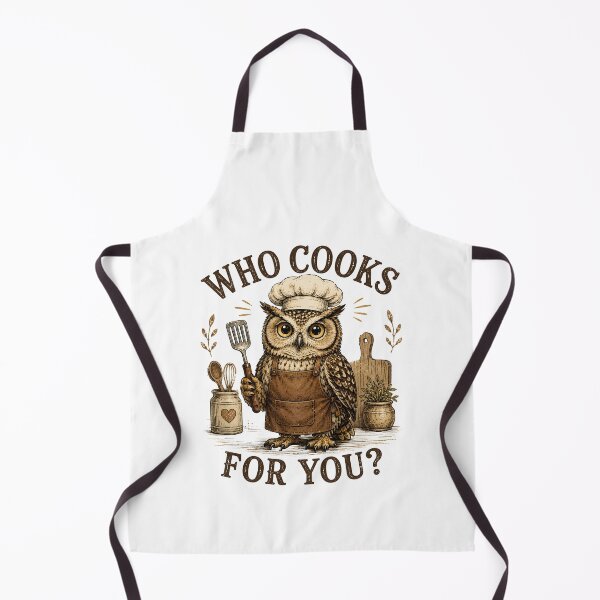 Item preview, Who Cooks for You Owl Bird Pun Chef designed and sold by CelidaBonde.