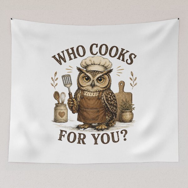 Item preview, Who Cooks for You Owl Bird Pun Chef  designed and sold by CelidaBonde.