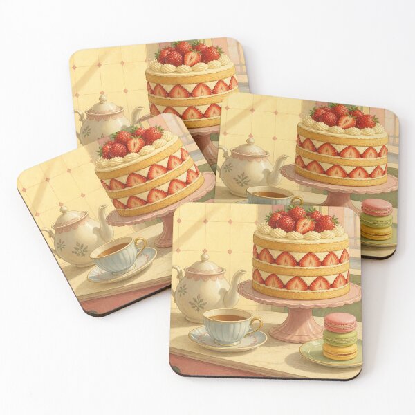 Item preview, Retro Strawberry Patisserie Cake and Tea designed and sold by MeanPanduh.