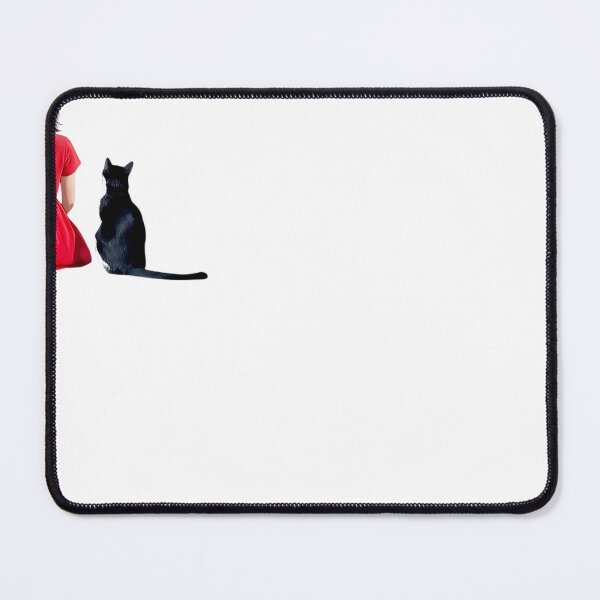 Item preview, Meow & the Marine Blue Wall Art - Girl in Red Dress and Black Tuxedo Cat in Ocean designed and sold by imsoyoon.