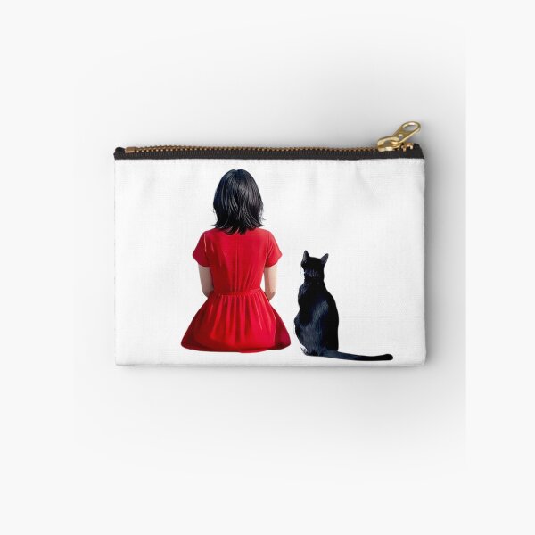 Item preview, Meow & the Marine Blue Wall Art - Girl in Red Dress and Black Tuxedo Cat in Ocean designed and sold by imsoyoon.