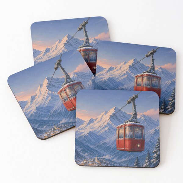 Item preview, Vintage Alpine Cable Car Winter Mountain designed and sold by PixelPanduh.