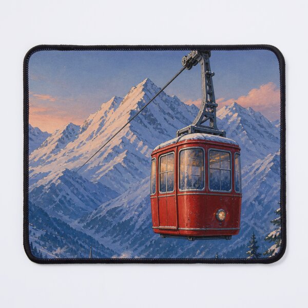 Item preview, Vintage Alpine Cable Car Winter Mountain designed and sold by PixelPanduh.