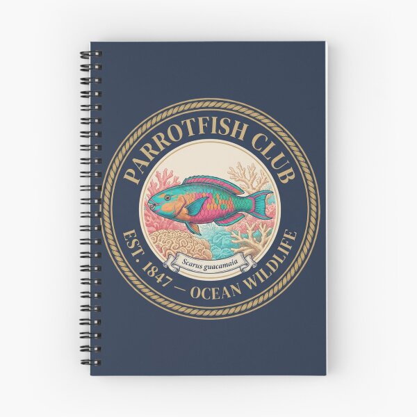 Item preview, Parrotfish Club Vintage Badge Coral Reef Art designed and sold by CalmCapy Co.
