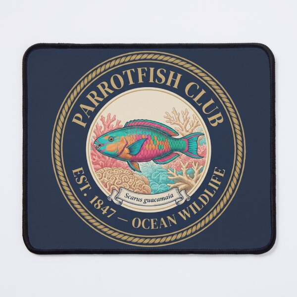 Item preview, Parrotfish Club Vintage Badge Coral Reef Art designed and sold by CalmCapy Co.