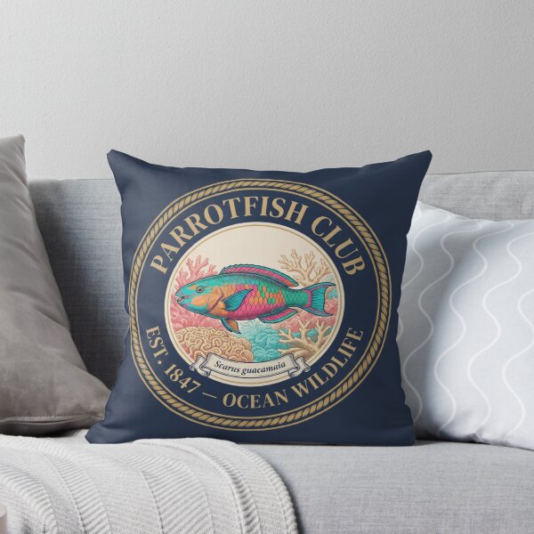 Item preview, Parrotfish Club Vintage Badge Coral Reef Art designed and sold by CalmCapy Co.