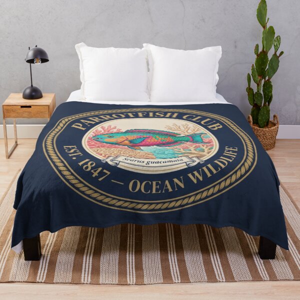 Item preview, Parrotfish Club Vintage Badge Coral Reef Art designed and sold by CalmCapy Co.