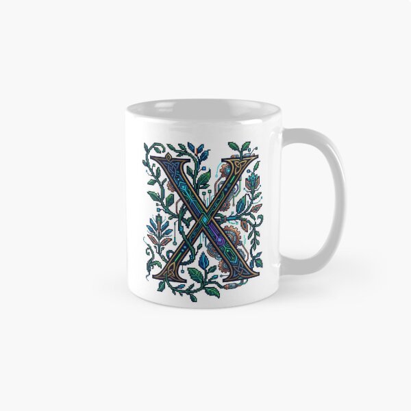 Item preview, Cyberpunk Illuminated Manuscript Letter X - Pixel Art Medieval Monogram designed and sold by TontikDesign.