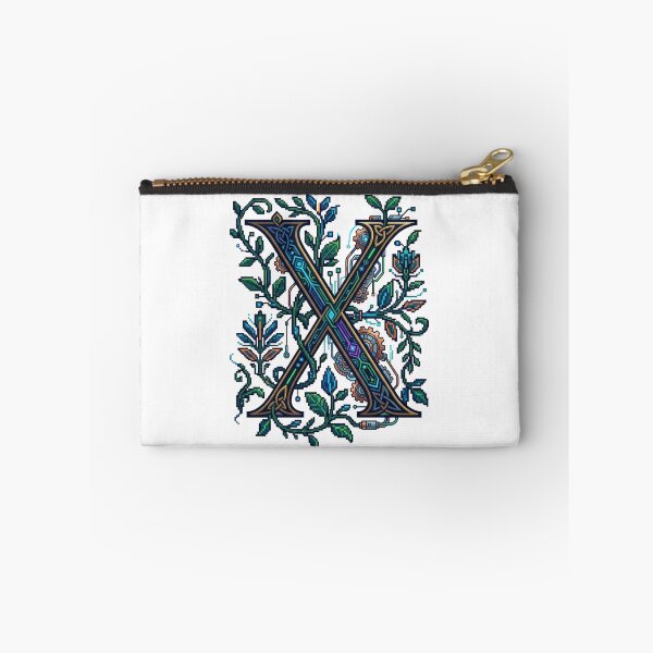 Item preview, Cyberpunk Illuminated Manuscript Letter X - Pixel Art Medieval Monogram designed and sold by TontikDesign.