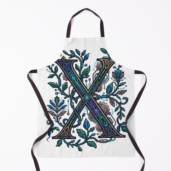 Item preview, Cyberpunk Illuminated Manuscript Letter X - Pixel Art Medieval Monogram designed and sold by TontikDesign.