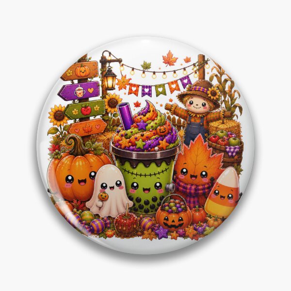 Item preview, Kawaii Harvest Festival Shirt | Cute Frankenstein Boba Tea, Pumpkin, Ghost & Autumn Fall Halloween Design designed and sold by ALH Apparel.