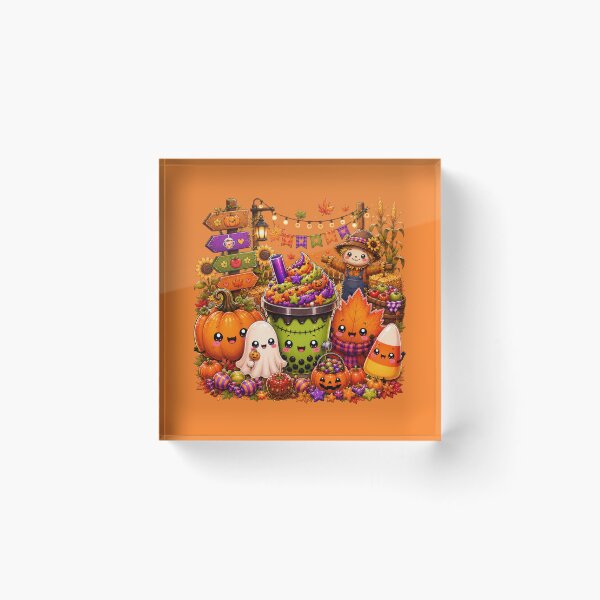 Item preview, Kawaii Harvest Festival Shirt | Cute Frankenstein Boba Tea, Pumpkin, Ghost & Autumn Fall Halloween Design designed and sold by ALH Apparel.