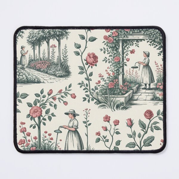 Item preview, English Cottage Garden Toile Pattern – Sage Green Toile de Jouy Cottagecore Floral Design designed and sold by Tamas Das.