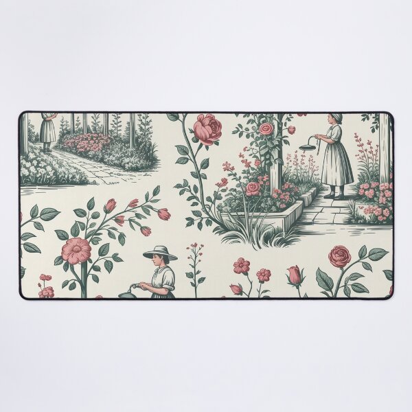 Item preview, English Cottage Garden Toile Pattern – Sage Green Toile de Jouy Cottagecore Floral Design designed and sold by Tamas Das.