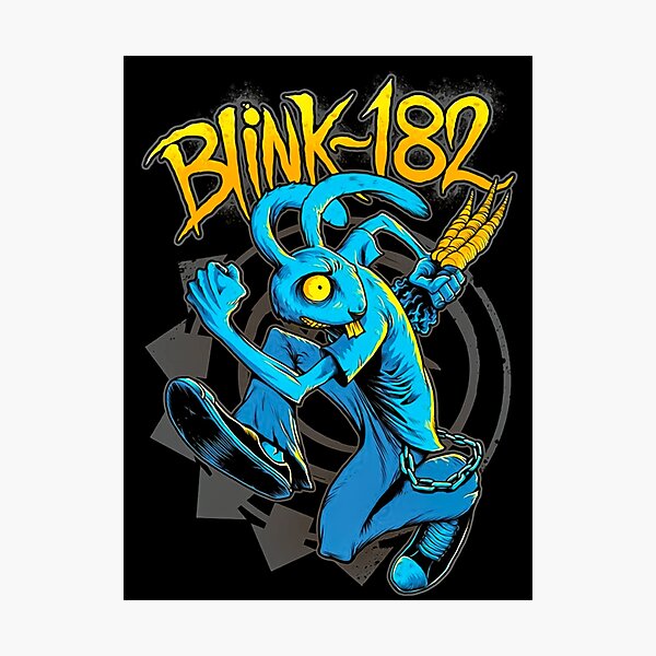 Item preview, Blink-182 Yellow Logo Abstract Neon Bunny Pop Punk Art Design designed and sold by RetroGalaxies.