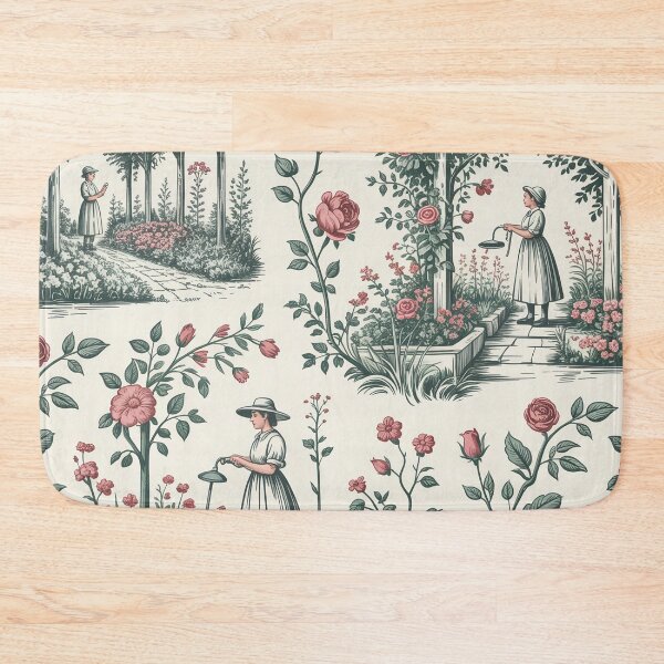 Item preview, English Cottage Garden Toile Pattern – Sage Green Toile de Jouy Cottagecore Floral Design designed and sold by Tamas Das.