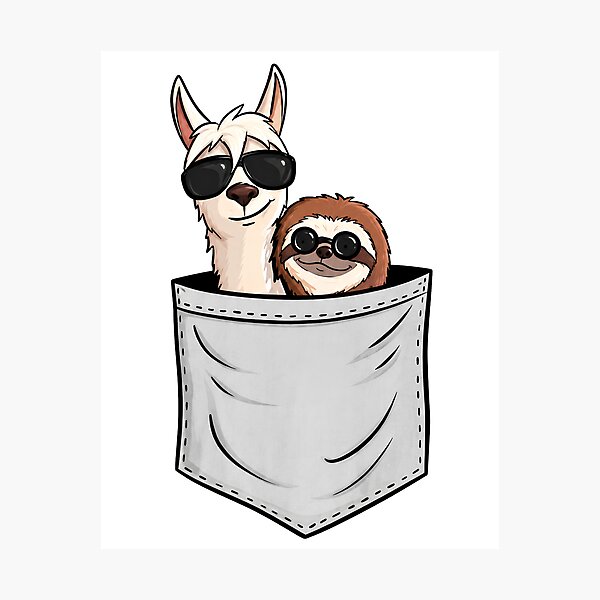 Item preview, Cool Llama & Sloth With Sunglasses in Pocket – Cute Funny Animal Duo designed and sold by MusixMerch.