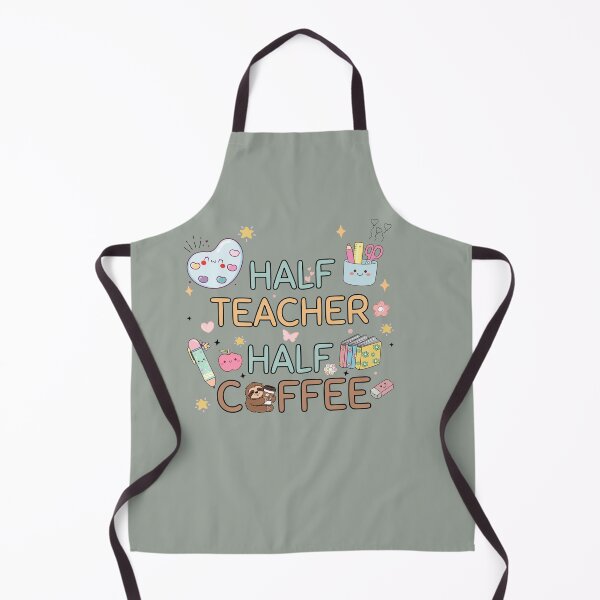 Item preview, "Half Teacher Half Coffee" Cute Colorful Doodles Coffee Loving Teacher Tee designed and sold by Pansilu Designs.