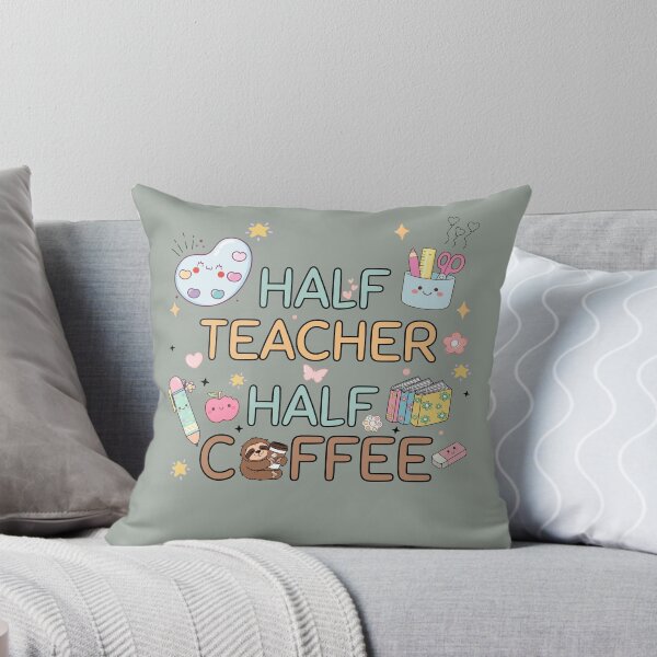 Item preview, "Half Teacher Half Coffee" Cute Colorful Doodles Coffee Loving Teacher Tee designed and sold by Pansilu Designs.
