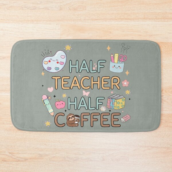 Item preview, "Half Teacher Half Coffee" Cute Colorful Doodles Coffee Loving Teacher Tee designed and sold by Pansilu Designs.