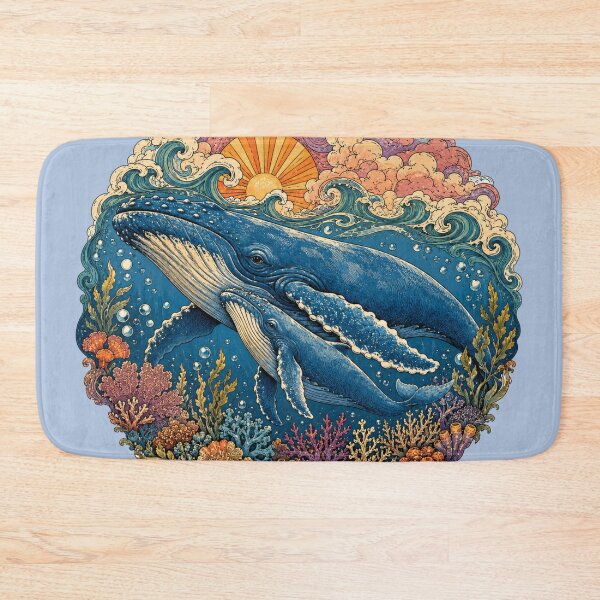 Item preview, Celestial Ocean Whale Family Vintage Artwork designed and sold by Skyrocketz.