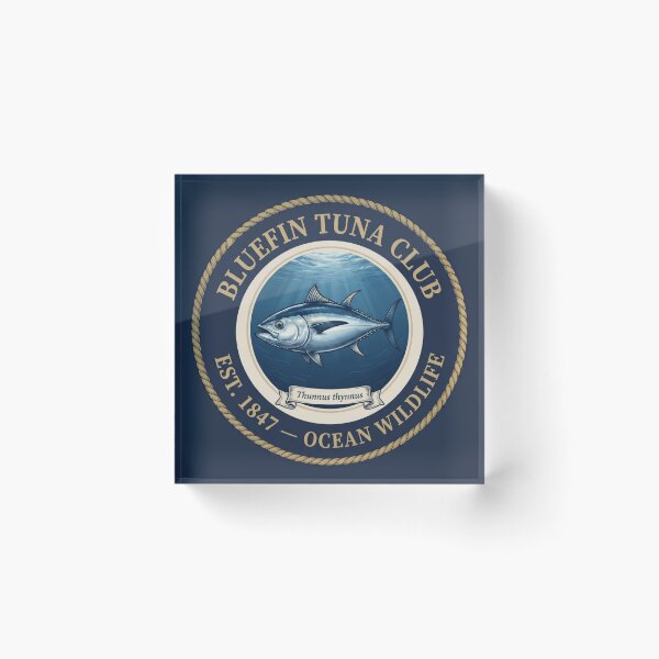 Item preview, Bluefin Tuna Club Vintage Badge Ocean Wildlife designed and sold by CalmCapy Co.