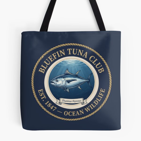 Item preview, Bluefin Tuna Club Vintage Badge Ocean Wildlife designed and sold by CalmCapy Co.