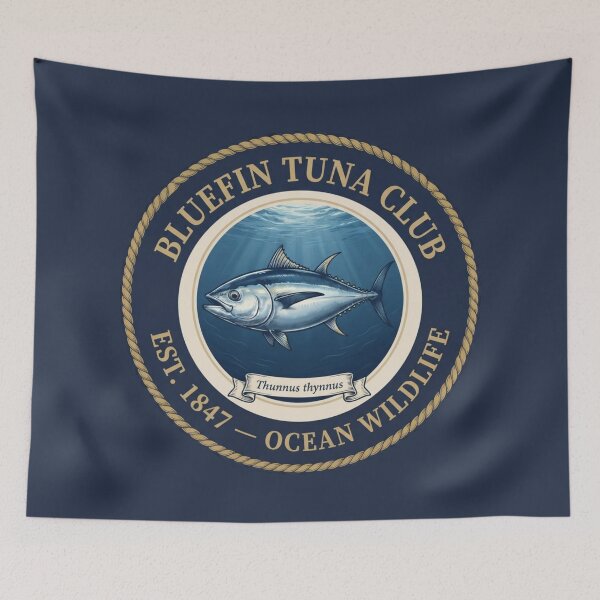 Item preview, Bluefin Tuna Club Vintage Badge Ocean Wildlife designed and sold by CalmCapy Co.