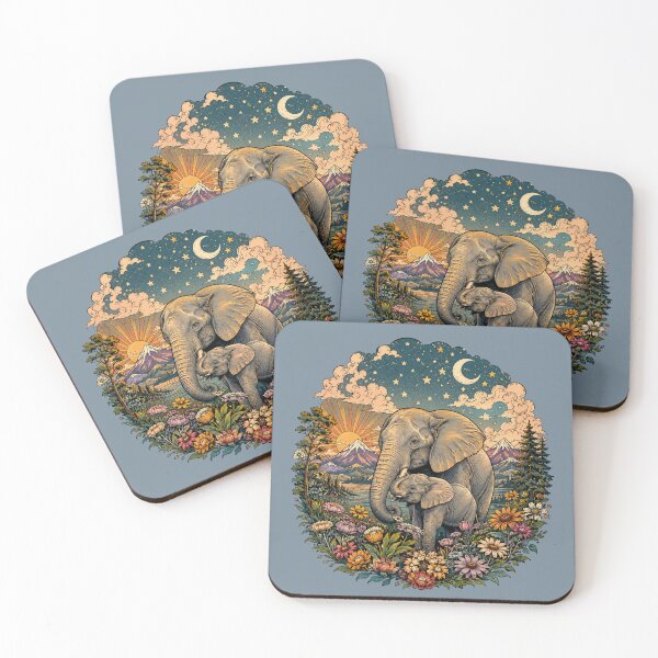 Item preview, Mystical Elephant Family in Wild Nature designed and sold by Skyrocketz.