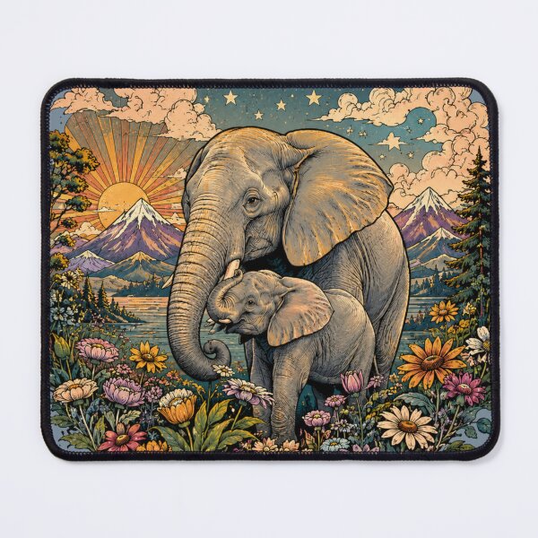 Item preview, Mystical Elephant Family in Wild Nature designed and sold by Skyrocketz.
