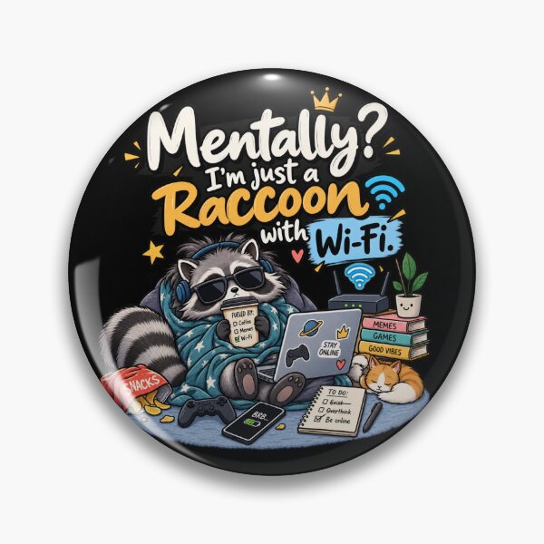 Item preview, Mentally I’m Just a Raccoon with Wi-Fi – Funny Raccoon designed and sold by DESPOT07.
