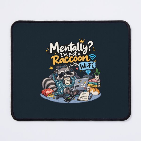Item preview, Mentally I’m Just a Raccoon with Wi-Fi – Funny Raccoon designed and sold by DESPOT07.