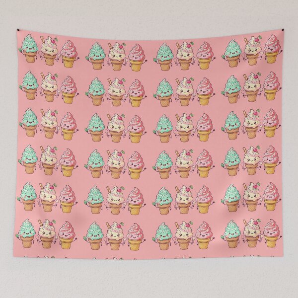 Item preview, three happy ice cream friends designed and sold by Tinydoodlenest .
