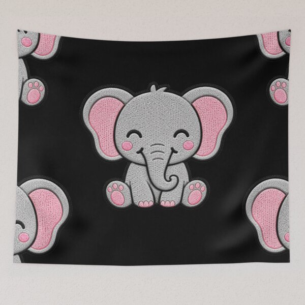 Item preview, Cute Baby Elephant Embroidery Patch Illustration designed and sold by ColorSplash123.