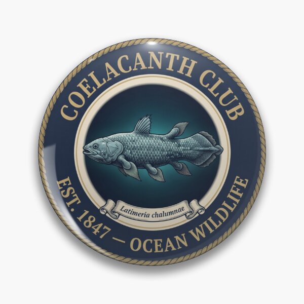 Item preview, Coelacanth Club Vintage Badge Living Fossil Fish designed and sold by CalmCapy Co.