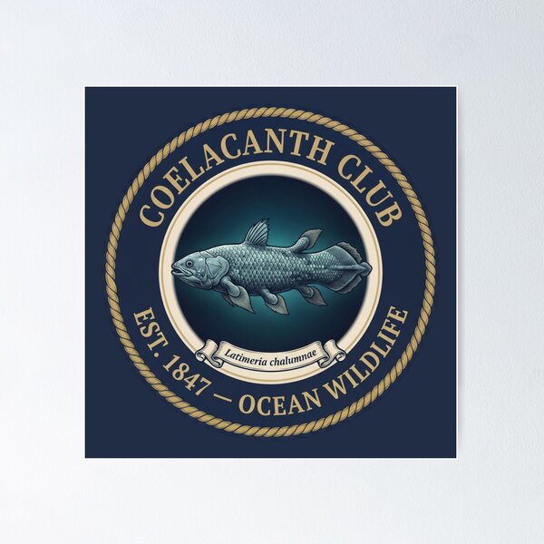 Item preview, Coelacanth Club Vintage Badge Living Fossil Fish designed and sold by CalmCapy Co.