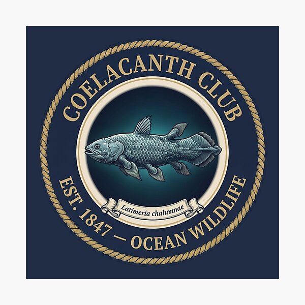Item preview, Coelacanth Club Vintage Badge Living Fossil Fish designed and sold by CalmCapy Co.