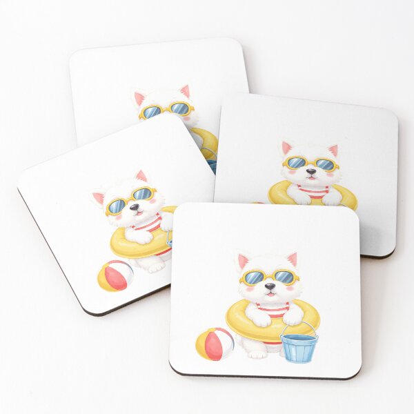 Item preview, Cute Westie Summer Beach Art designed and sold by Kedspicedesign.