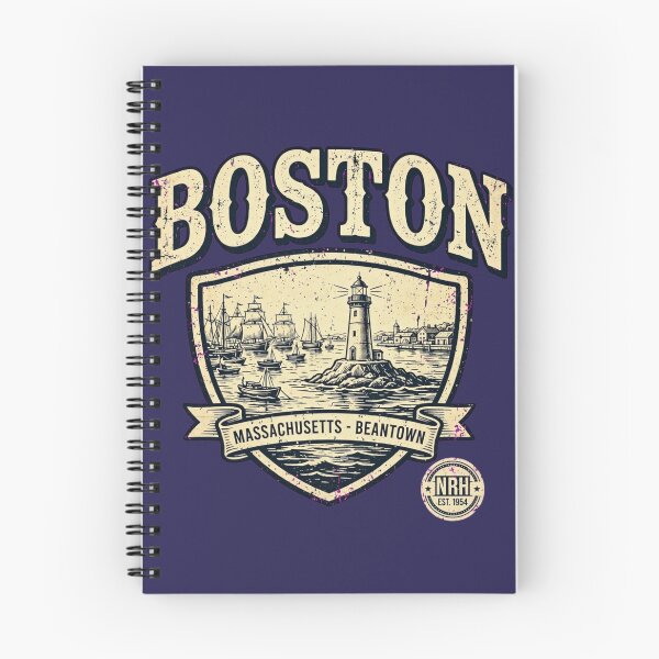 Aperçu de l'œuvre Boston Massachusetts Beantown Lighthouse Vintage Shield créée et vendue par Normandy Road Heritage™ - Vintage Garage Art.