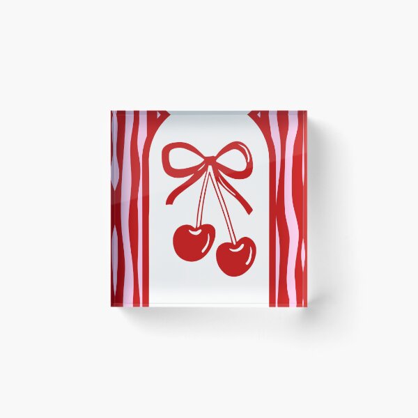 Item preview, Coquette Cherry Bow Retro Striped Design designed and sold by jianina-alondra.