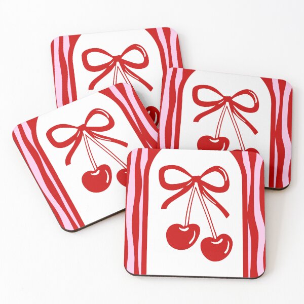 Item preview, Coquette Cherry Bow Retro Striped Design designed and sold by jianina-alondra.