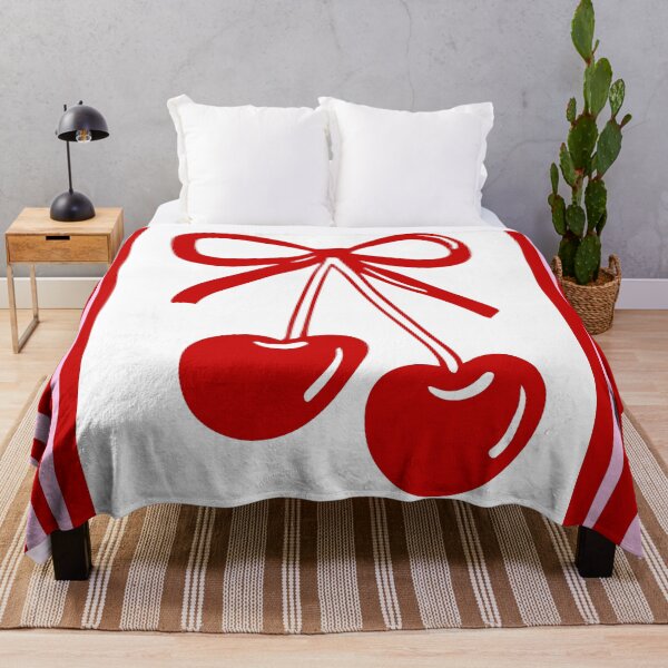 Item preview, Coquette Cherry Bow Retro Striped Design designed and sold by jianina-alondra.