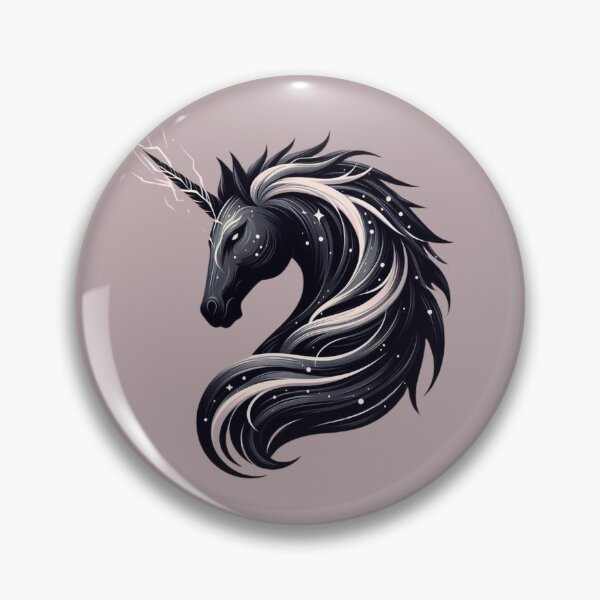 Item preview, Dark Black Unicorn Art - Glowing Mane & Thunder Horn Fantasy designed and sold by gkhanco.